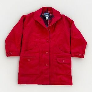 Vintage Woolrich Jacket Women's M Wool Coat Red Plaid Lining 90s